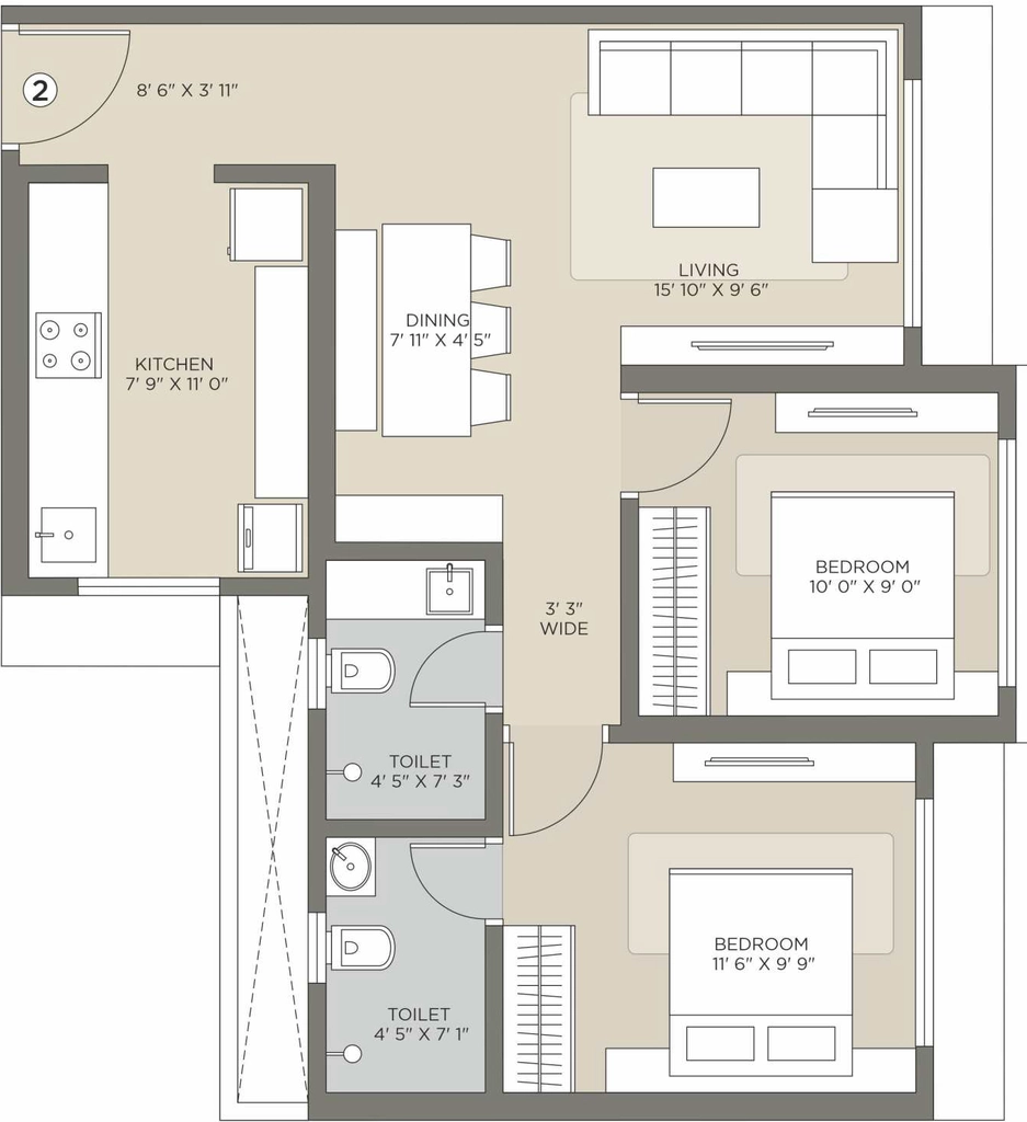 2 BHK Flat in Raj Legacy Satyam A And B in Mira Road East, Thane - Image 909769