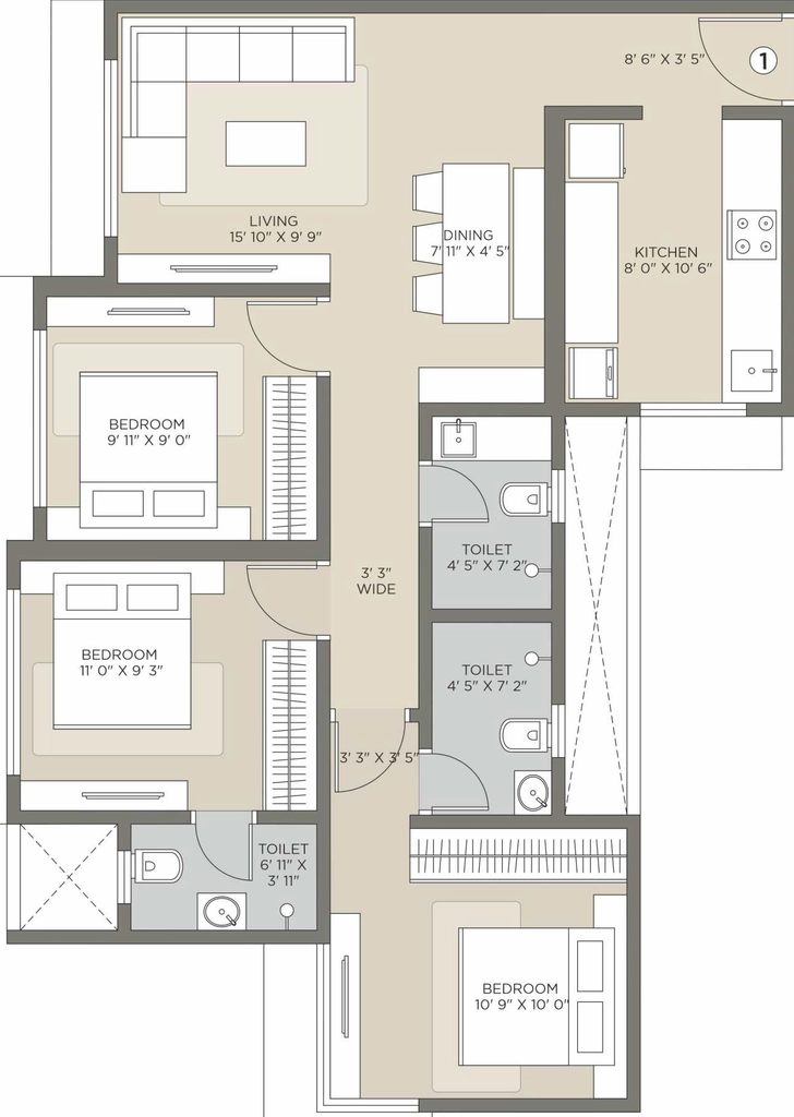 3 BHK Flat in Raj Legacy Satyam A And B in Mira Road East, Thane - Image 909770