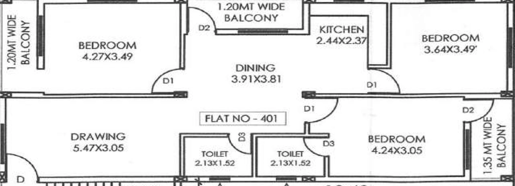 3 BHK Flat in Shri Tulsi Vrindaban in Patia, Bhubaneswar - Image 909495