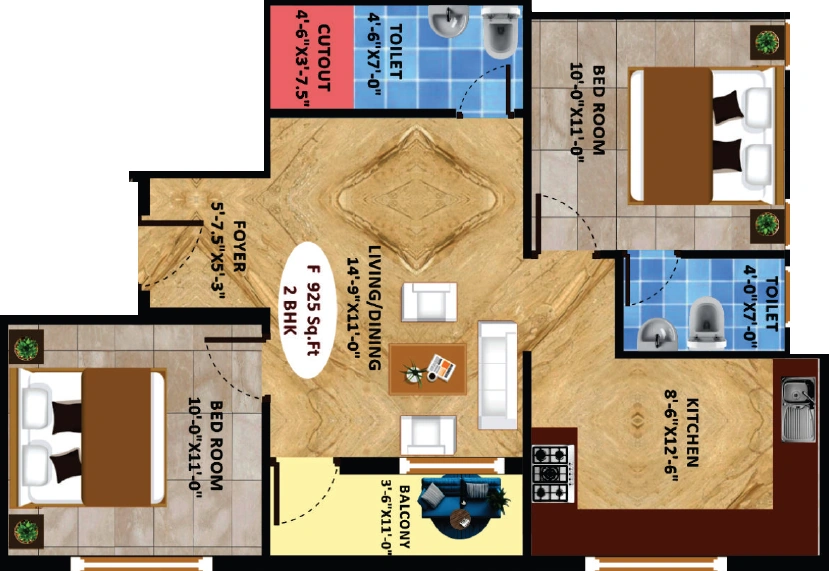 2 BHK Flat in Brrownstone Swaroop in Pallikaranai, Chennai - Image 909246