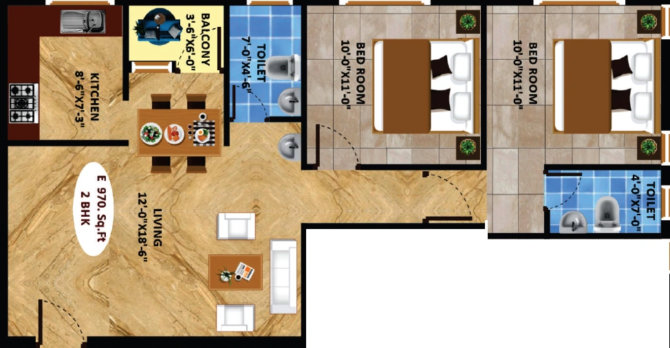 2 BHK Flat in Brrownstone Swaroop in Pallikaranai, Chennai - Image 909247