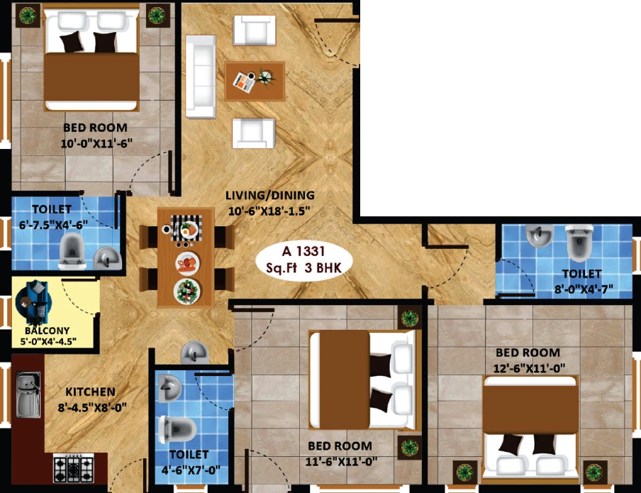 3 BHK Flat in Brrownstone Swaroop in Pallikaranai, Chennai - Image 909249