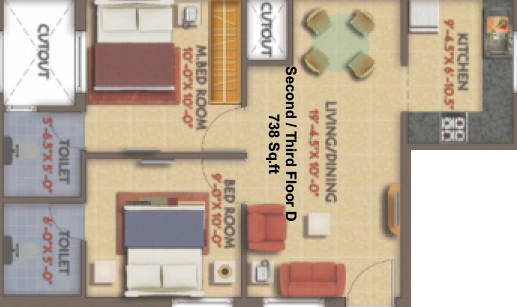 2 BHK Flat in Brrownstone Atharva in Pallikaranai, Chennai - Image 909259
