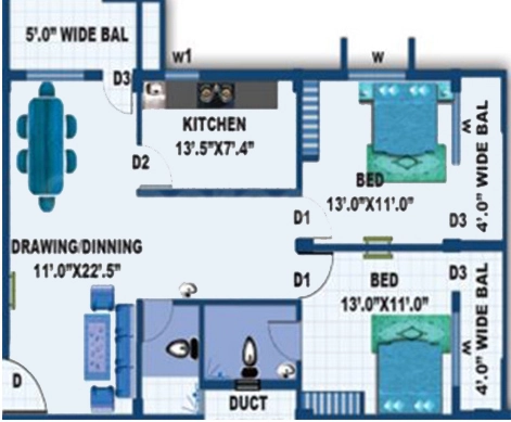 2 BHK Flat in Aakar Akruti Arcade in Patia, Bhubaneswar - Image 909498