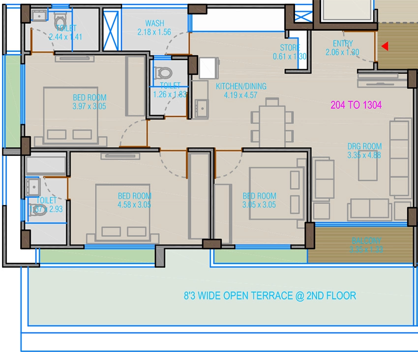 3 BHK Flat in Shree Keshvam Heights in Tragad, Ahmedabad - Image 909285