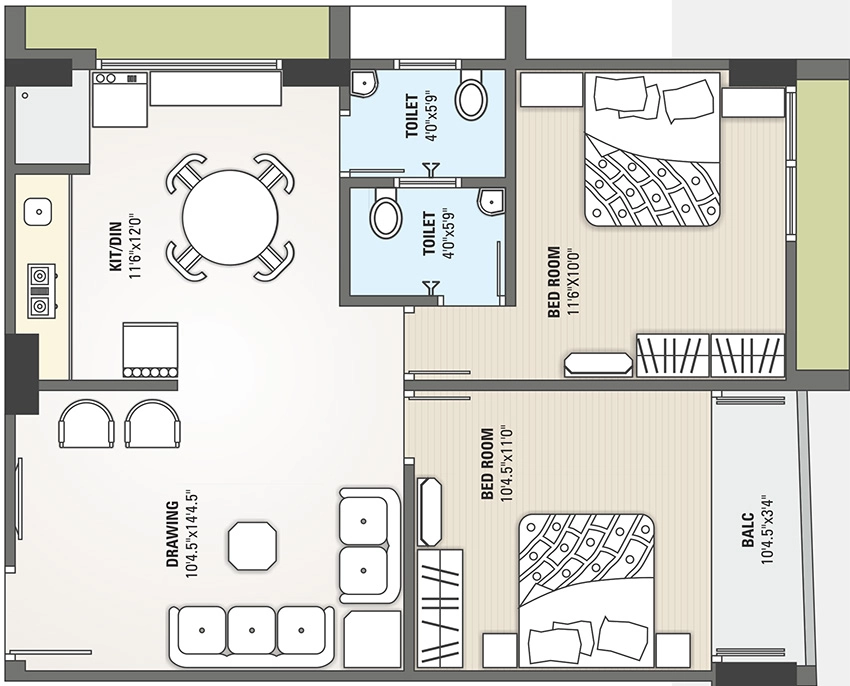 2 BHK Flat in Shree Vinayak Viihaan Avenue in Chandkheda, Ahmedabad - Image 909292