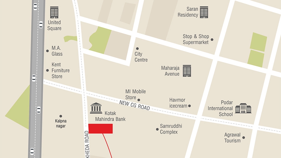 Location of Commercial Shree Vinayak Viihaan Avenue in Chandkheda, Ahmedabad - Image 382882