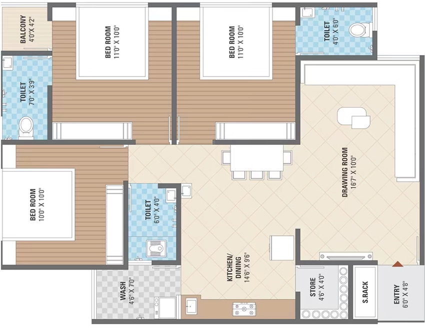 3 BHK Flat in Shreeji Shagun Heights in Nava Naroda, Ahmedabad - Image 909304