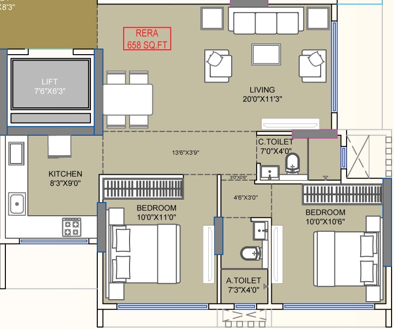 2 BHK Flat in Konark Ganesh Chhaya in Vile Parle East, Mumbai - Image 909902