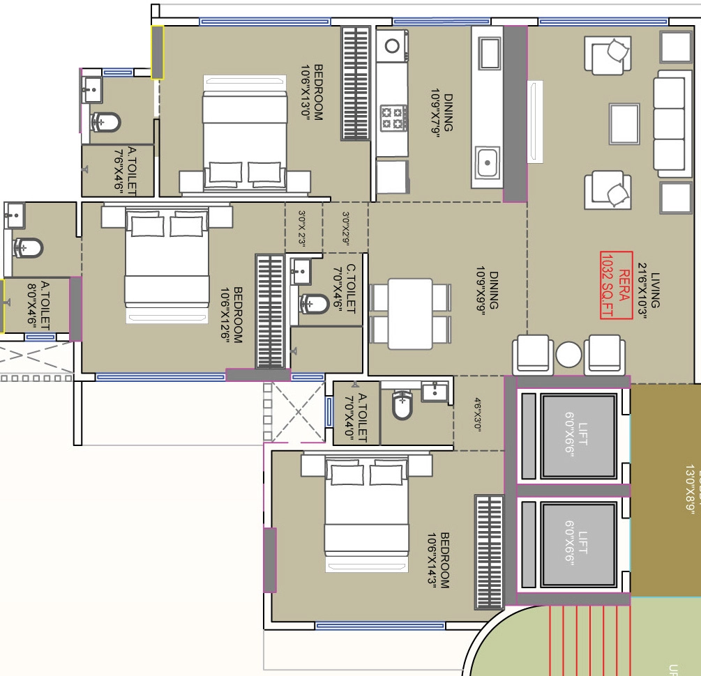 3 BHK Flat in Konark Ganesh Chhaya in Vile Parle East, Mumbai - Image 909904