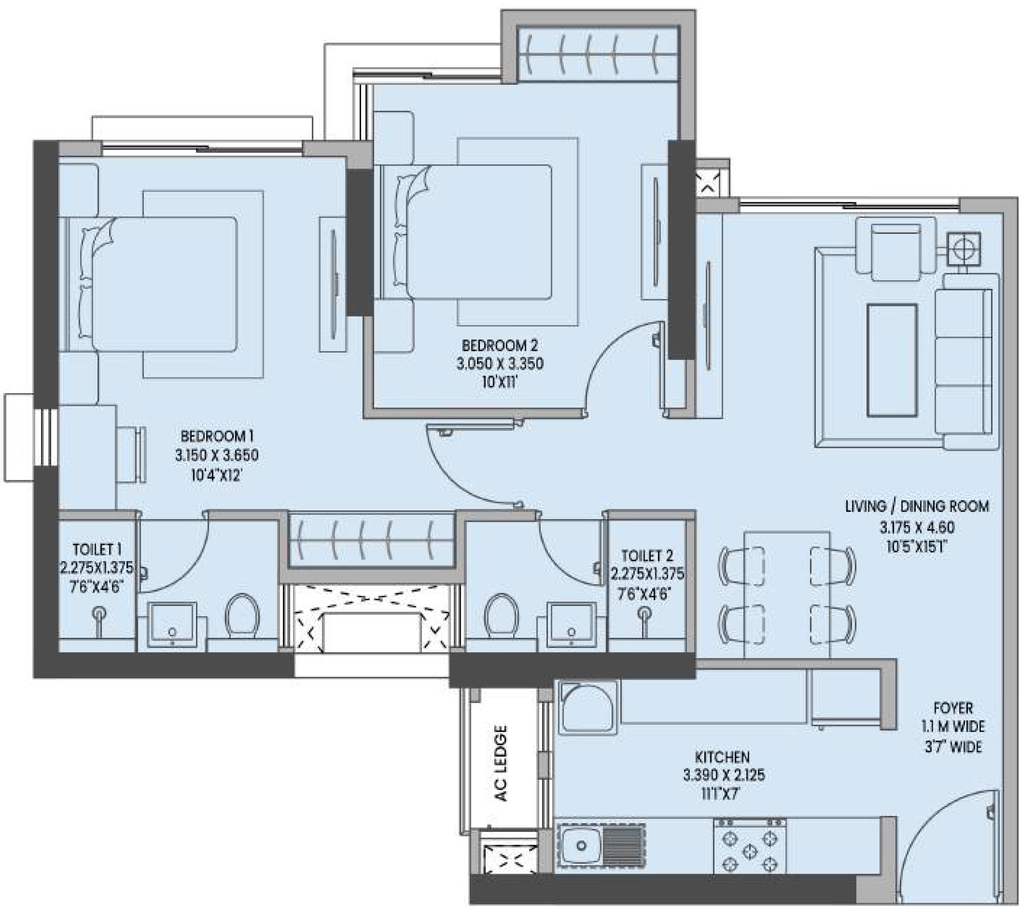 2 BHK Flat in K T3 Raheja Jade City in Juinagar, Navi Mumbai - Image 909651
