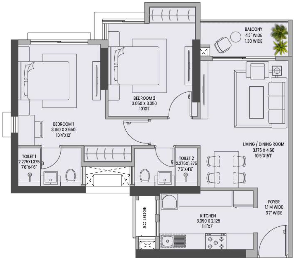 2 BHK Flat in K T3 Raheja Jade City in Juinagar, Navi Mumbai - Image 909652