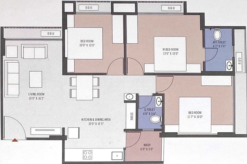 3 BHK Flat in Shreeji Tulsi Heights in Tragad, Ahmedabad - Image 909313