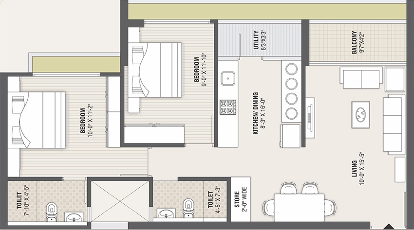 2 BHK Flat in Shri Dholeshwar Residency in Ghuma, Ahmedabad - Image 909314