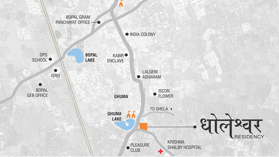 Location of Commercial Shri Dholeshwar Residency in Ghuma, Ahmedabad - Image 382976