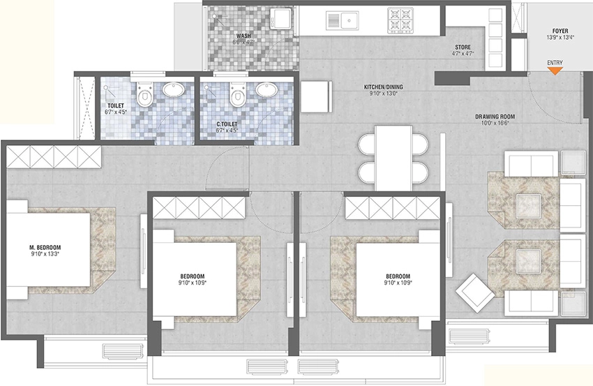 3 BHK Flat in Shrim Leela Evoq in Ghatlodiya, Ahmedabad - Image 909318