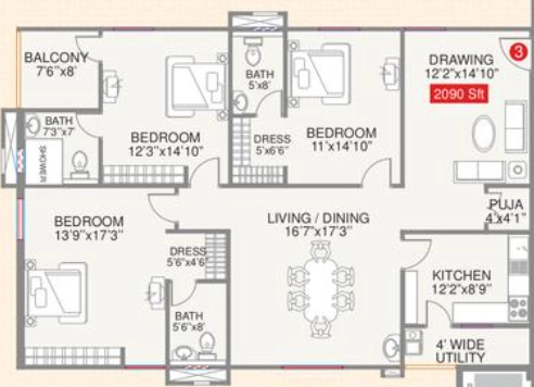 3 BHK Flat in Legend Galaxy in Kothapet, Hyderabad - Image 909385