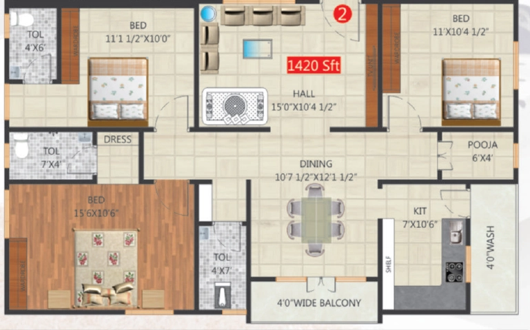 3 BHK Flat in Logillus Casita in Miyapur, Hyderabad - Image 909379