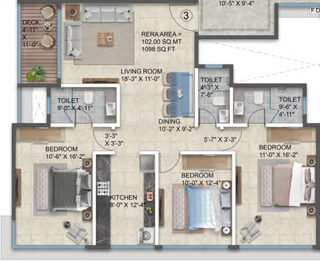 3 BHK Flat in Pruthvi Mayur Park in Vile Parle East, Mumbai - Image 909971