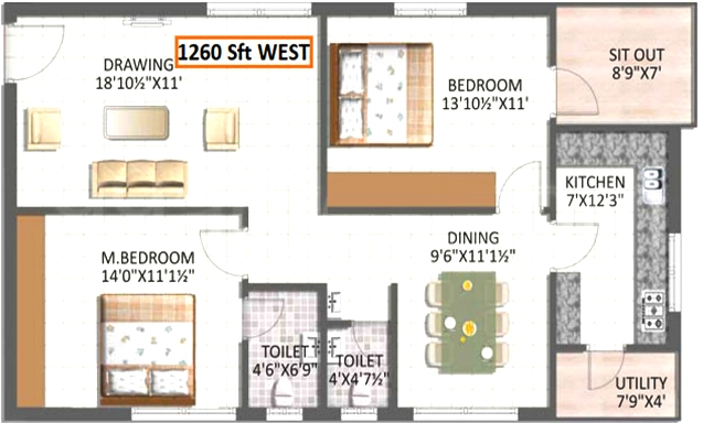 2 BHK Flat in Mandadi Magnus in Miyapur, Hyderabad - Image 909400
