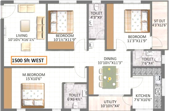 3 BHK Flat in Mandadi Magnus in Miyapur, Hyderabad - Image 909401