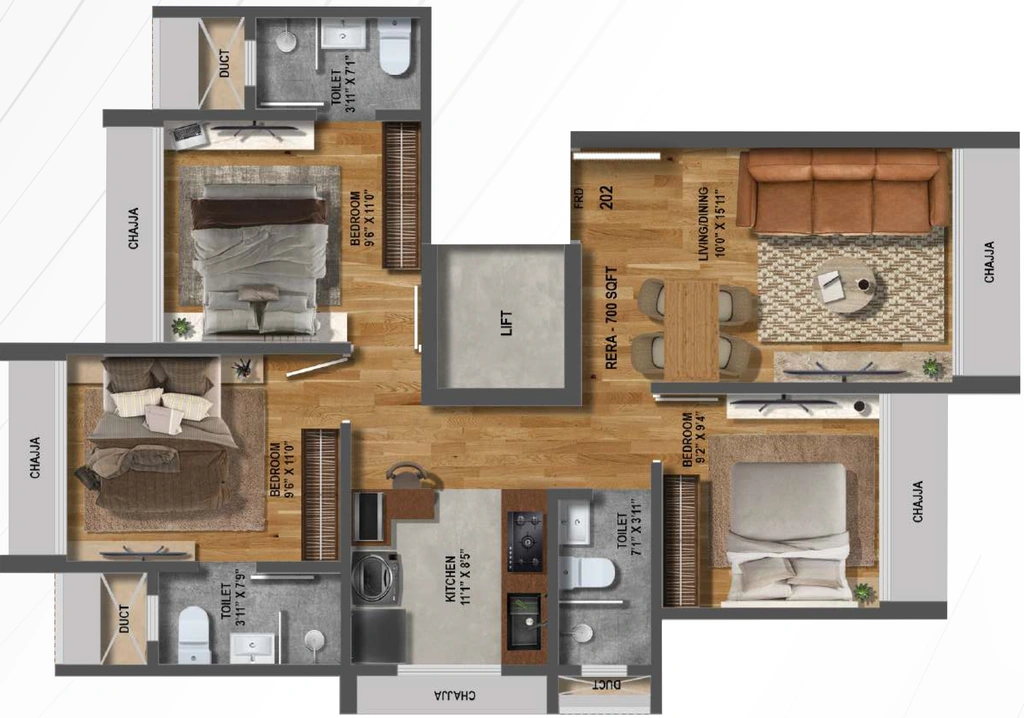 3 BHK Flat in Nirmaan Heena in Vile Parle East, Mumbai - Image 909948