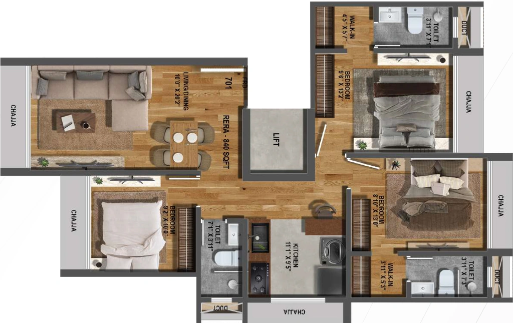 3 BHK Flat in Nirmaan Heena in Vile Parle East, Mumbai - Image 909949