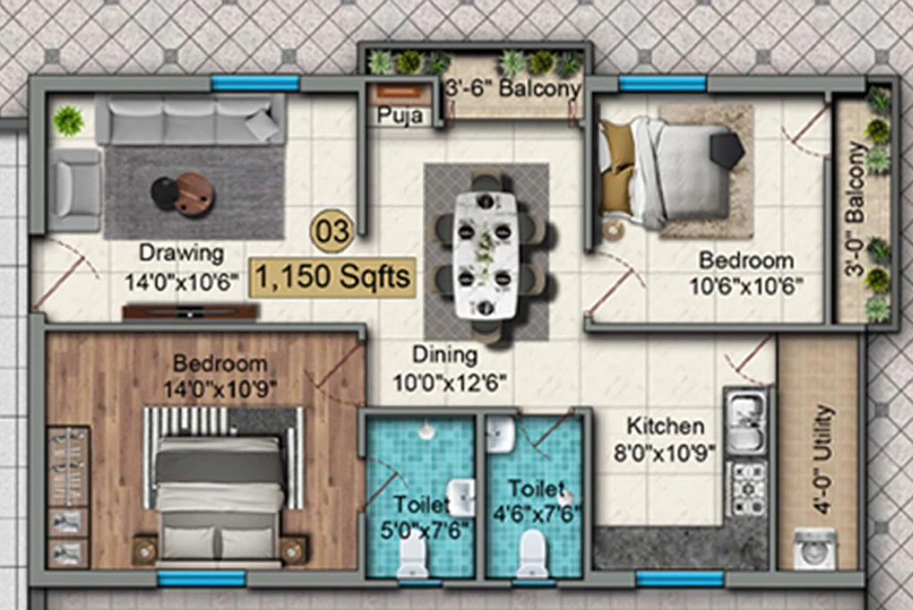 2 BHK Flat in Mcor Darbar in Ameenpur, Hyderabad - Image 909425