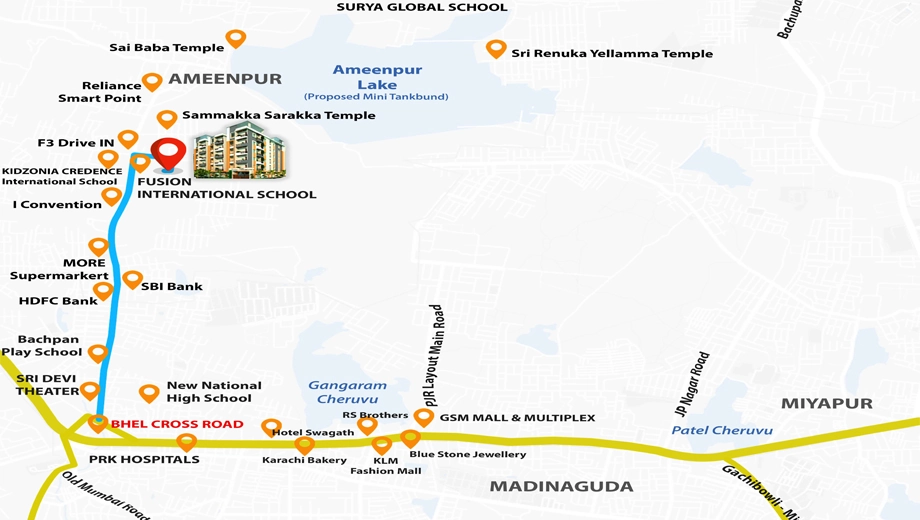 Location of Mcor Darbar in Ameenpur, Hyderabad - Image 383168