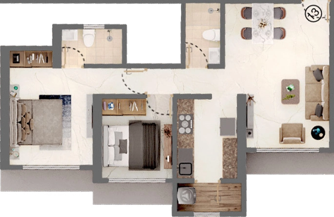 2 BHK Flat in Vihang Oris in Bhayandarpada, Thane - Image 915643