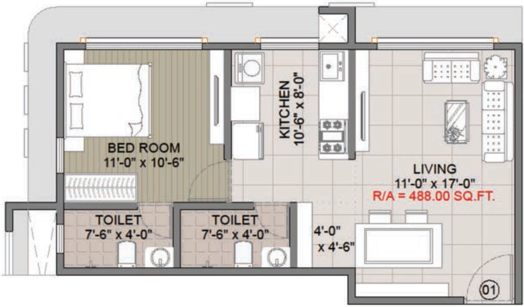1 BHK Flat in Regent Vasudev in Vile Parle West, Mumbai - Image 910064
