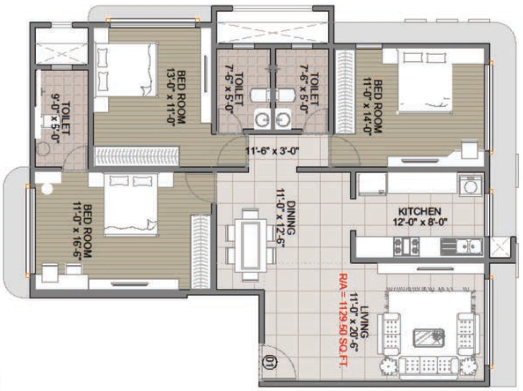 3 BHK Flat in Regent Vasudev in Vile Parle West, Mumbai - Image 910068