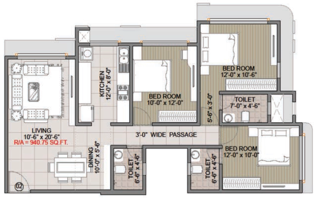 3 BHK Flat in Regent Vasudev in Vile Parle West, Mumbai - Image 910067