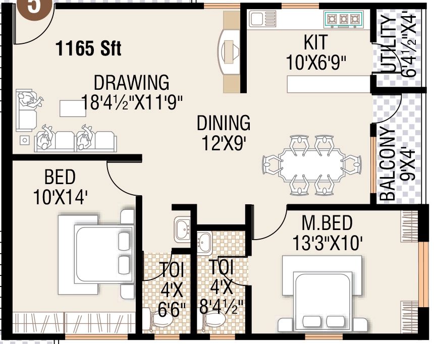 2 BHK Flat in Jaya Bharathi Ramani Heights in Kukatpally, Hyderabad - Image 909536