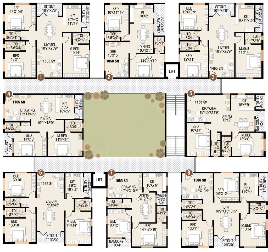 Floor Plan of Jaya Bharathi Ramani Heights in Kukatpally, Hyderabad - Image 383381