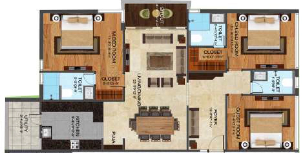 3 BHK Flat in R V Advaita in Kukatpally, Hyderabad - Image 909565