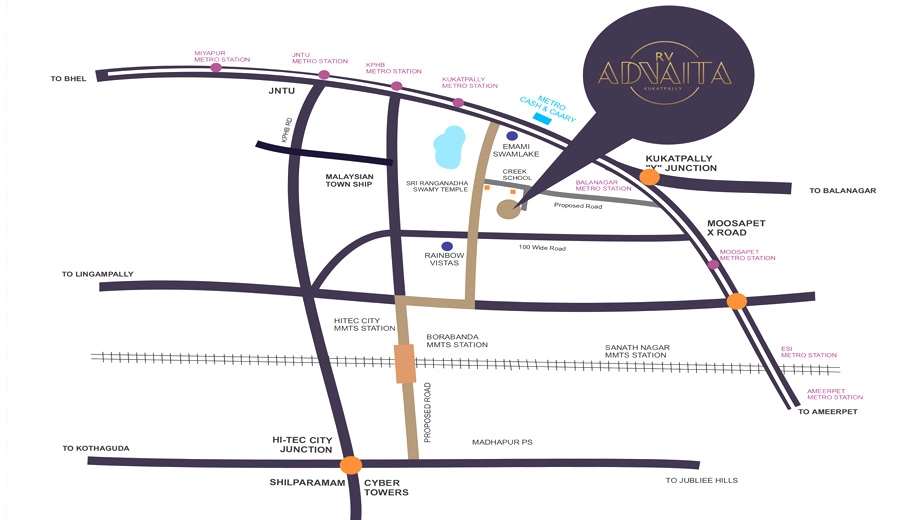 Location of R V Advaita in Kukatpally, Hyderabad - Image 383494