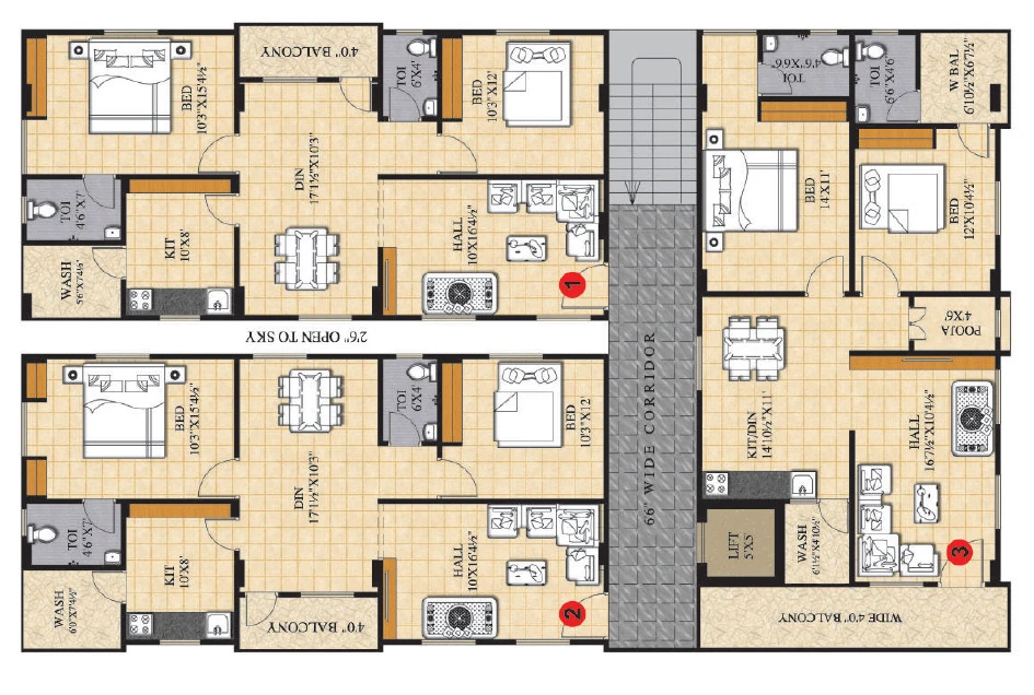 Floor Plan of SVLN Siva Sai Sadan in Kukatpally, Hyderabad - Image 383468
