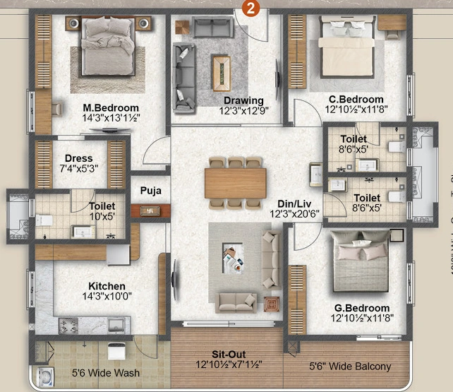 3 BHK Flat in NRR Avani in Bandlaguda Jagir, Hyderabad - Image 909546
