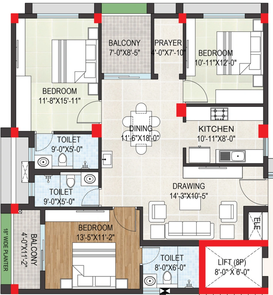3 BHK Flat in Stalwart Pratima Niwas in Khurda, Bhubaneswar - Image 909942
