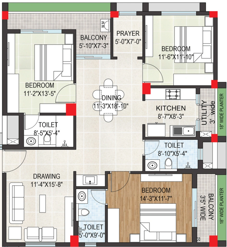 3 BHK Flat in Stalwart Pratima Niwas in Khurda, Bhubaneswar - Image 909943