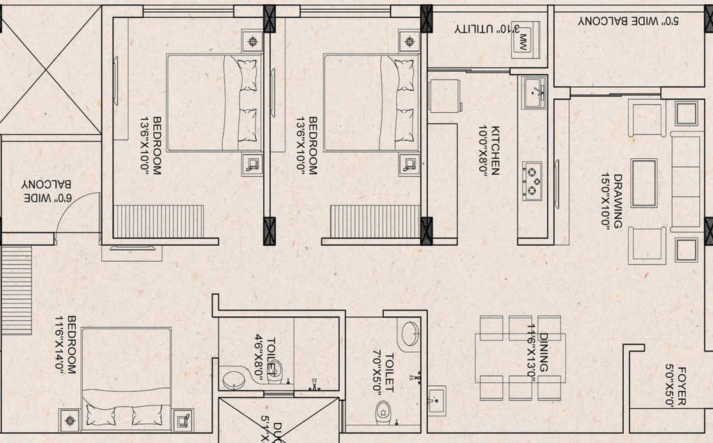 3 BHK Flat in Amrita Sra Anandam in Khurda, Bhubaneswar - Image 909976