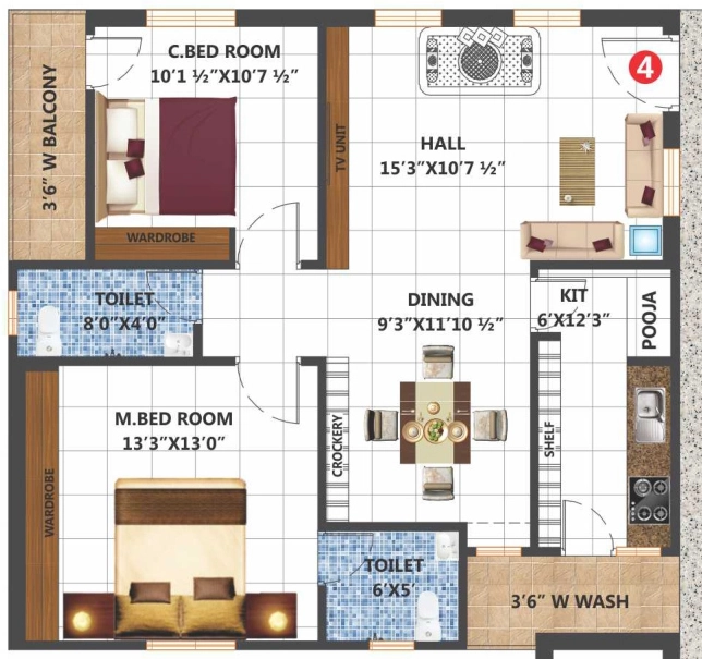 2 BHK Flat in Om Sri Projects Nest in Ameenpur, Hyderabad - Image 909560