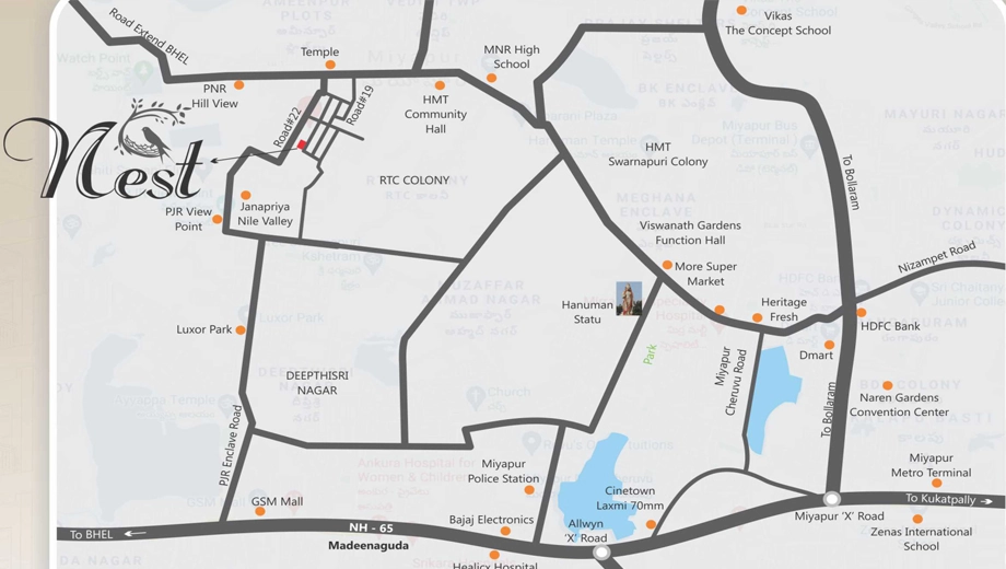 Location of Om Sri Projects Nest in Ameenpur, Hyderabad - Image 383460