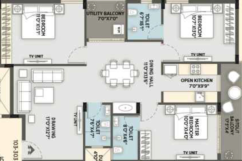 3 BHK Flat in Dm Punyas Mahadev Exotica in Khurda, Bhubaneswar - Image 909979