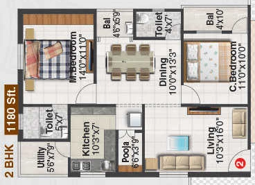 2 BHK Flat in Orange Avenues Tangrilla Homes in LB Nagar, Hyderabad - Image 909557
