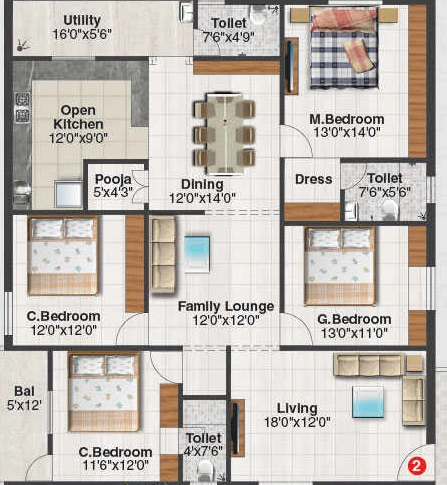 4 BHK Flat in Orange Avenues Tangrilla Homes in LB Nagar, Hyderabad - Image 909559