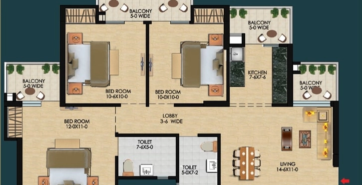 3 BHK Flat in Apex Aura in Sector 1, Greater Noida - Image 909741
