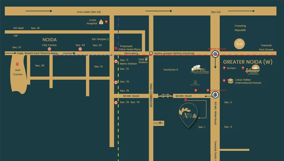 Location of Apex Aura in Sector 1, Greater Noida - Image 383808