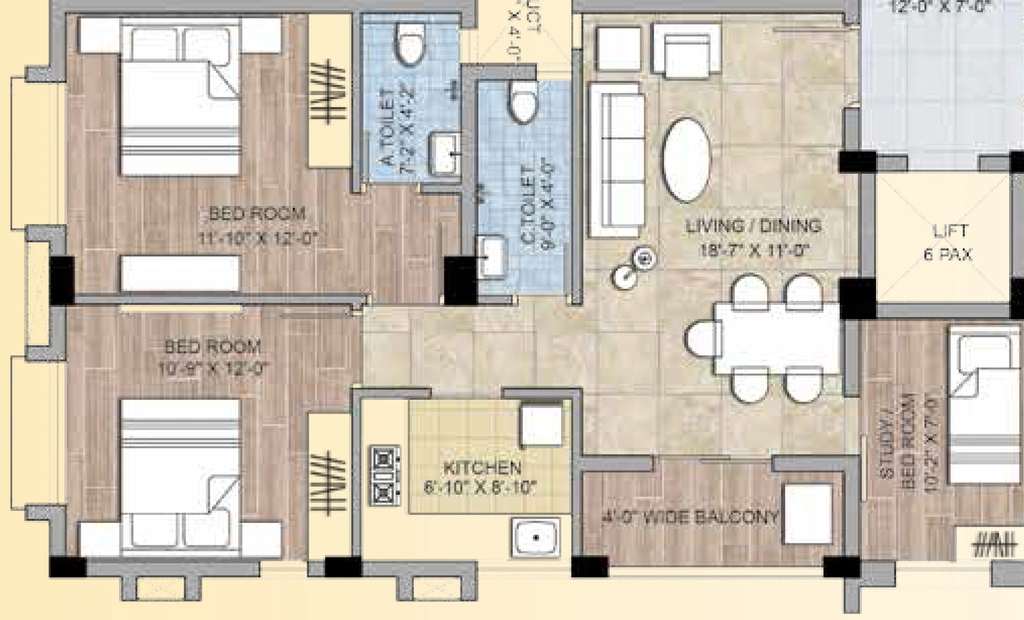 3 BHK Flat in Trinity Kalinga in Khurda, Bhubaneswar - Image 909998
